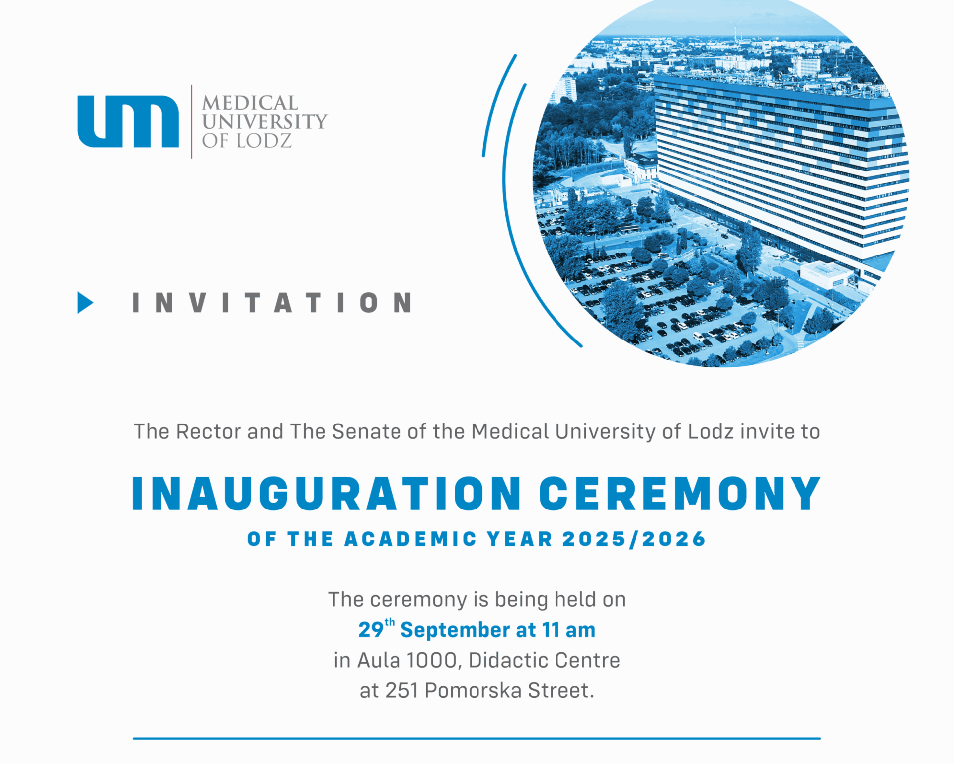 We warmly invite all first-year students to attend the official Inauguration Ceremony